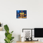 Caffe Italian Coffee Shop Night Scene Poster (Heimbüro)