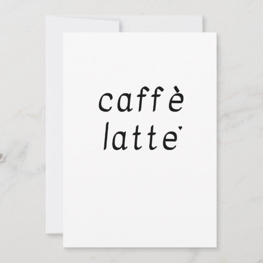 Caffè latte - minimalistic typography card karte (Vorderseite)