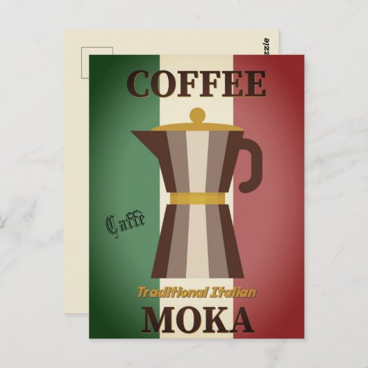 Caffè Moka Italia Flag Kaffee Pot | Postkarte (Vorne/Hinten)