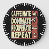 Caffeinat, Dominat, Recuperate, Wiederholung - Erf Große Wanduhr (Vorderseite)