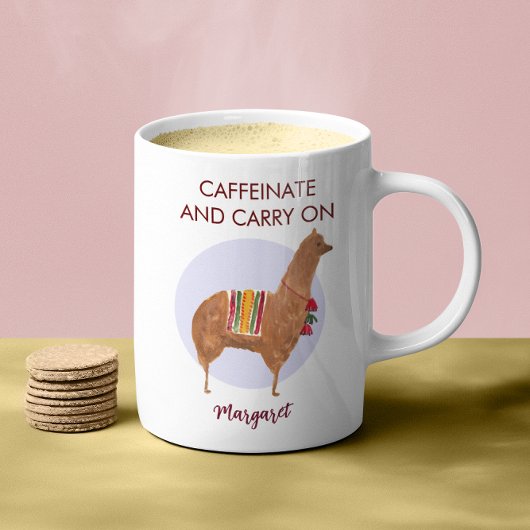 Caffeinate Carry on Llama Alpaca handGezeichnet Ti Kaffeetasse