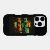 Caffeinated and Unstoppable | Funny Coffee Lover iPhone Hülle (Rückseite (Horizontal))