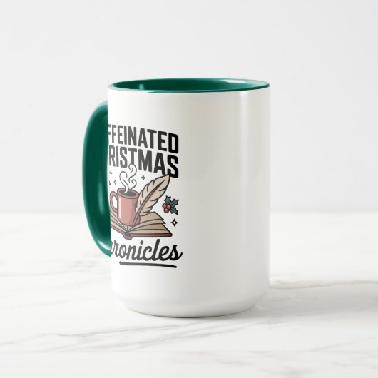 Caffeinated Christmas Chronicles Mug Holiday Fun Tasse (Vorderseite Links)