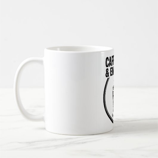 CAFFEINATED & EMBALMING — Lustiger Becher Kaffeetasse (Links)