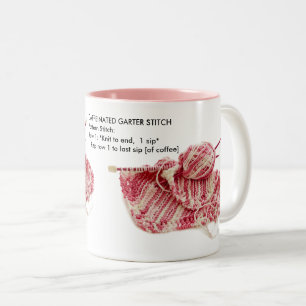 "Caffeinated Garter Stitch" - Pinselpinke Zweifarbige Tasse
