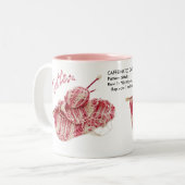 "Caffeinated Garter Stitch" - Pinselpinke Zweifarbige Tasse (Vorderseite Links)