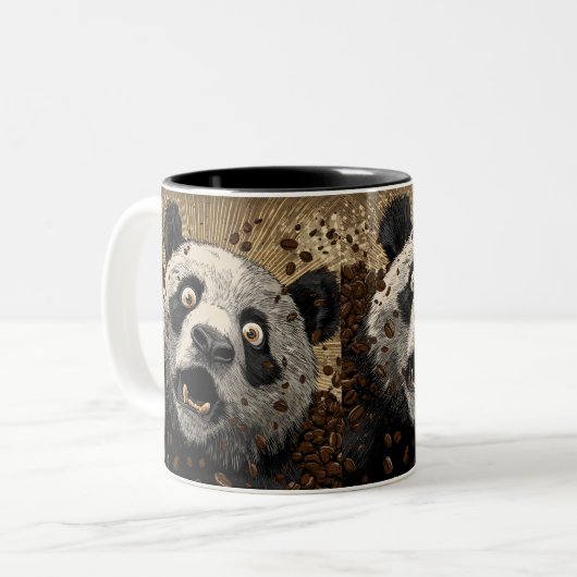 Caffeinated Panda Zweifarbige Tasse (Vorderseite Links)