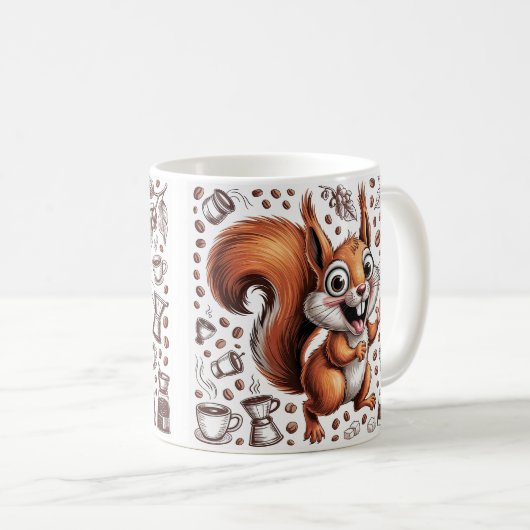 Caffeinated Squirrel | Funny Coffee Lover Animal Kaffeetasse (VorderseiteRechts)