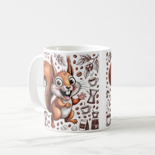 Caffeinated Squirrel | Funny Coffee Lover Animal Kaffeetasse (Vorderseite Links)