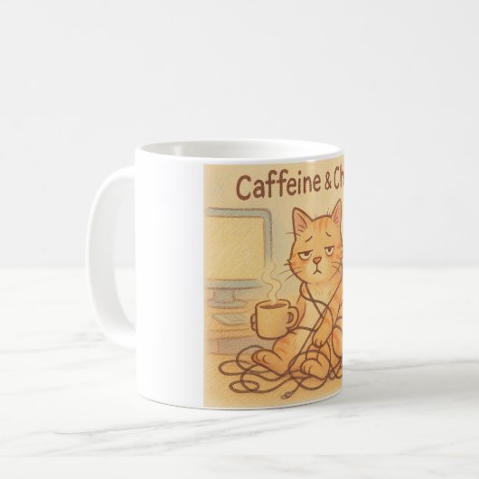 Caffeine and Choas Coffee Mug Kaffeetasse (Vorderseite Links)