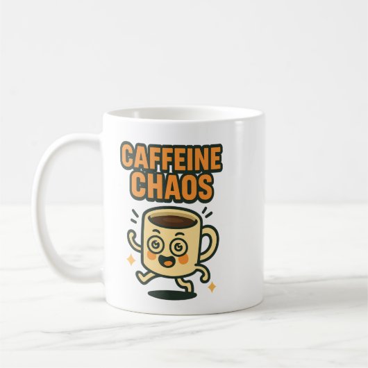 Caffeine Chaos Funny Energetic Coffee Cup Cartoon Kaffeetasse (Links)