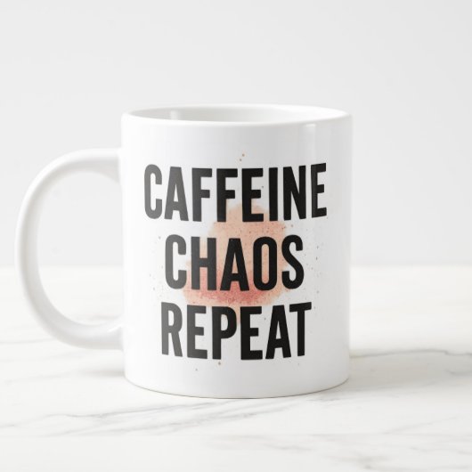 Caffeine. Chaos. Repeat. – Neon Cyberpunk Coffee M Jumbo-Tasse (Links)