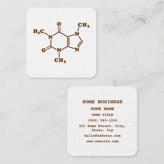 Caffeine Coffee Molecular Chemical Formula Quadratische Visitenkarte (Vorne/Hinten)
