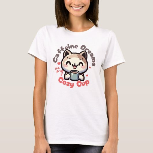 Caffeine Dreams Cat Delight T-Shirt (Vorderseite)