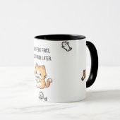 Caffeine First, Cat-itude Later | Funny Cat Coffee Tasse (VorderseiteRechts)