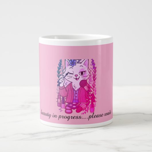 caffeine first, eyeliner second Jumbo-Tasse (Vorderseite)