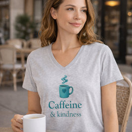 Caffeine & Kindness Teal-Kaffee-T-Shirt in Hellgra T-Shirt