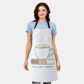 Caffeine Loading -Minimalist Funny Coffee Line Art Schürze (Getragen)