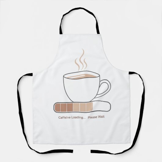 Caffeine Loading -Minimalist Funny Coffee Line Art Schürze (Vorderseite)