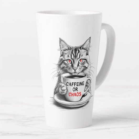 Caffeine Or Chaos Cat Coffee Lover Mug Milchtasse (Rechte Ecke)