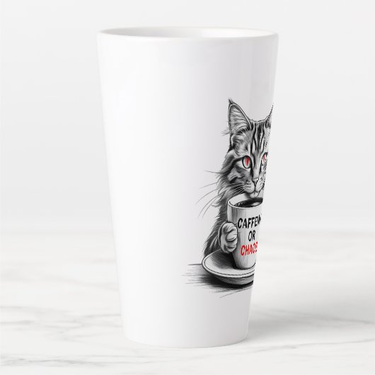 Caffeine Or Chaos Cat Coffee Lover Mug Milchtasse (Vorderseite)