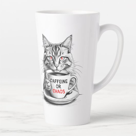Caffeine Or Chaos Cat Coffee Lover Mug Milchtasse (Rechts)