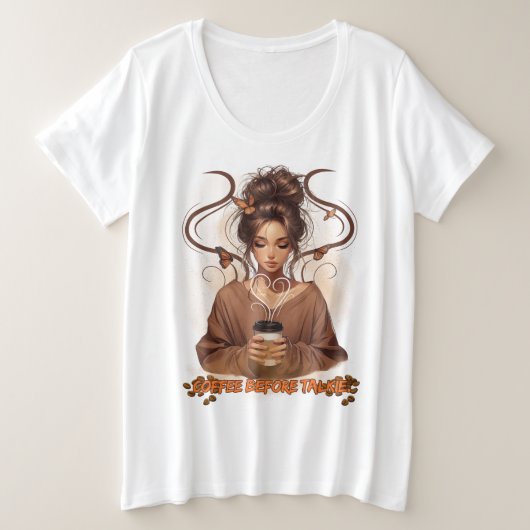 Caffeine Queen Große Größe T-Shirt (Design vorne)