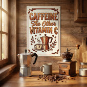 Caffeine The Other Vitamin C Vintage Coffee Poster