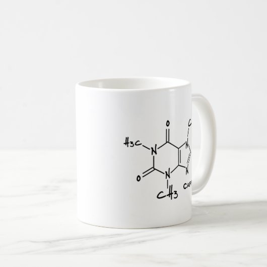 Caffiene Molekül (chemische Struktur) Kaffeetasse (VorderseiteRechts)