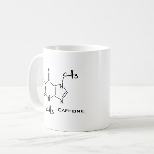 Caffiene Molekül (chemische Struktur) Kaffeetasse (Vorderseite Links)