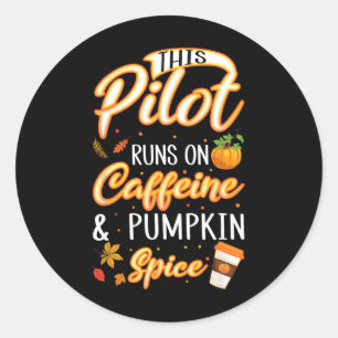 Caffine Pumpkin Gewürz Latte Cof in der Herbstsais Runder Aufkleber