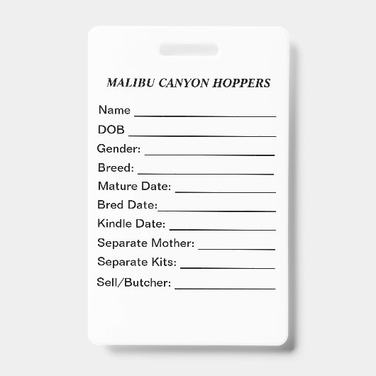 Cage Tag Ausweis (Vorderseite)