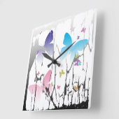 Caged Butterflies Quadratische Wanduhr (Winkel)