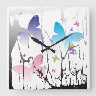 Caged Butterflies Quadratische Wanduhr