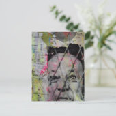 caged man retro junk journal Mixed Media Collage Postkarte (Stehend Vorderseite)