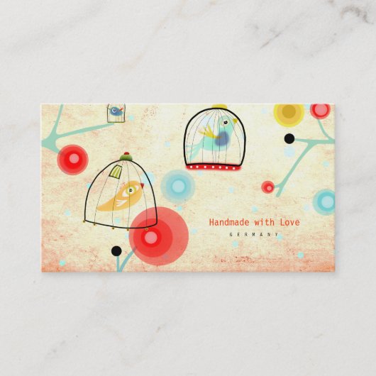 Cages Birds Business Cards Poppies Visitenkarte (Vorderseite)