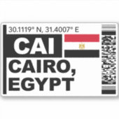CAI Cairo Boarding Pass - Egypt Travel Aufkleber (Vorderseite)
