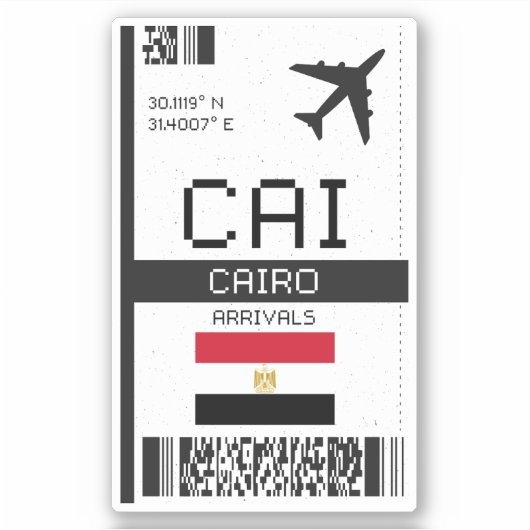 CAI Kairo Boarding Pass - Ägypten Aufkleber (Vorderseite)