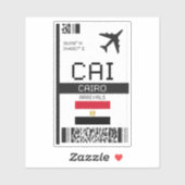 CAI Kairo Boarding Pass - Ägypten Aufkleber (Blatt)