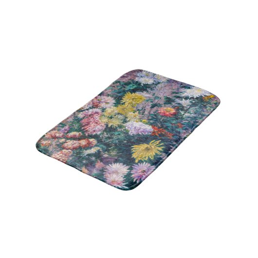 Caillebotte - Chrysanthemen, weiß und gelb Badematte (Schrägansicht)