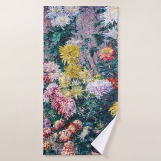 Caillebotte - Chrysanthemen, weiß und gelb Badhandtuch Set (Badehandtuch)