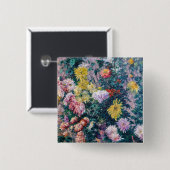 Caillebotte - Chrysanthemen, weiß und gelb Button (Vorne & Hinten)