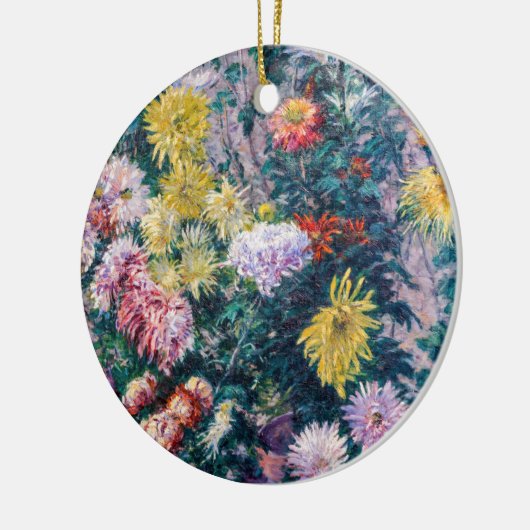 Caillebotte - Chrysanthemen, weiß und gelb Keramik Ornament (Links)