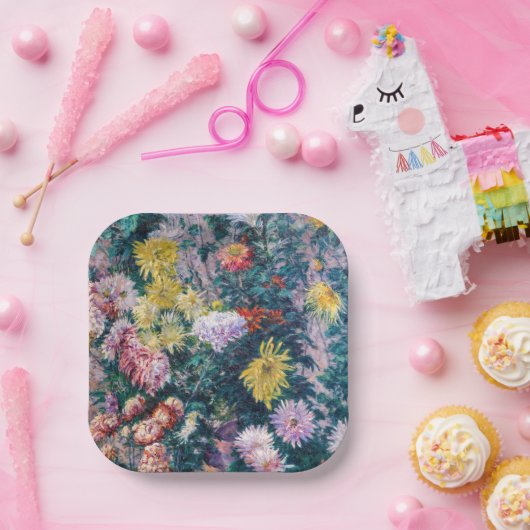 Caillebotte - Chrysanthemen, weiß und gelb Pappteller (Party)