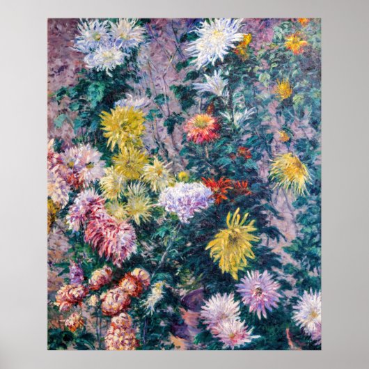 Caillebotte - Chrysanthemen, weiß und gelb Poster (Vorne)