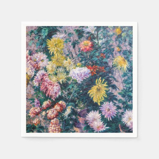 Caillebotte - Chrysanthemen, weiß und gelb Serviette (Vorderseite)