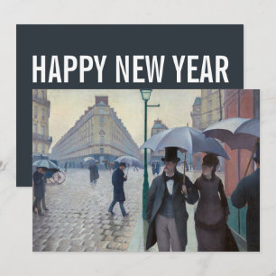 Caillebotte - Prosit Neujahr / Paris; Regentag Feiertagskarte