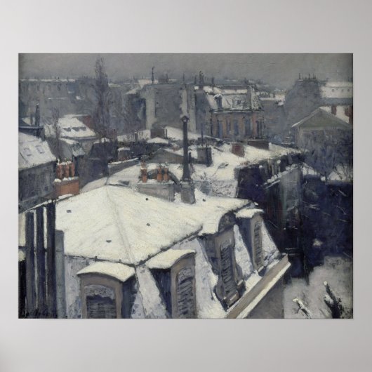 Caillebotte - Schneeflocken (Schneeeffekt) Poster (Vorne)