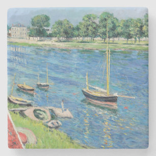 Caillebotte - Seine bei Argenteuil, Boote vor Anke Steinuntersetzer