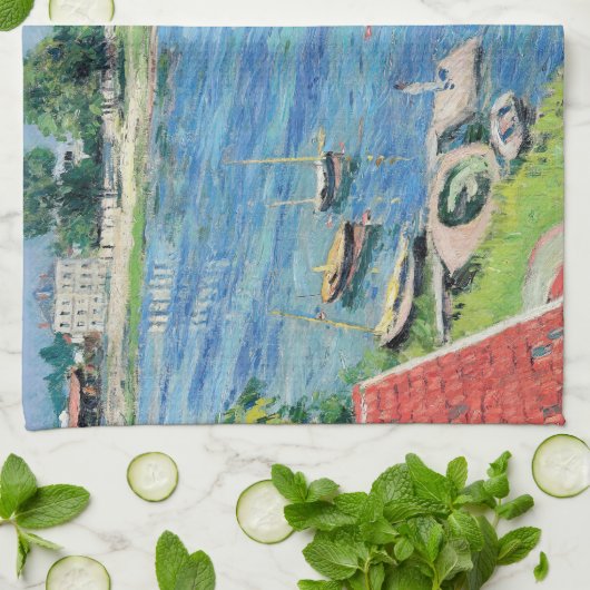 Caillebotte - Seine in Argenteuil, Boote vor Anker Geschirrtuch (Gefaltet)